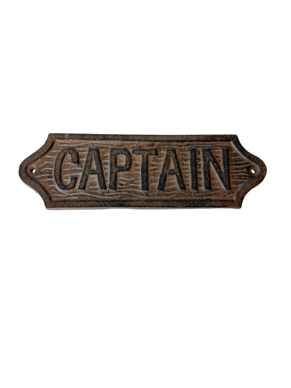 Vintage Cast Iron Captain Sign Nautical Wall Plaque Rustic Decor